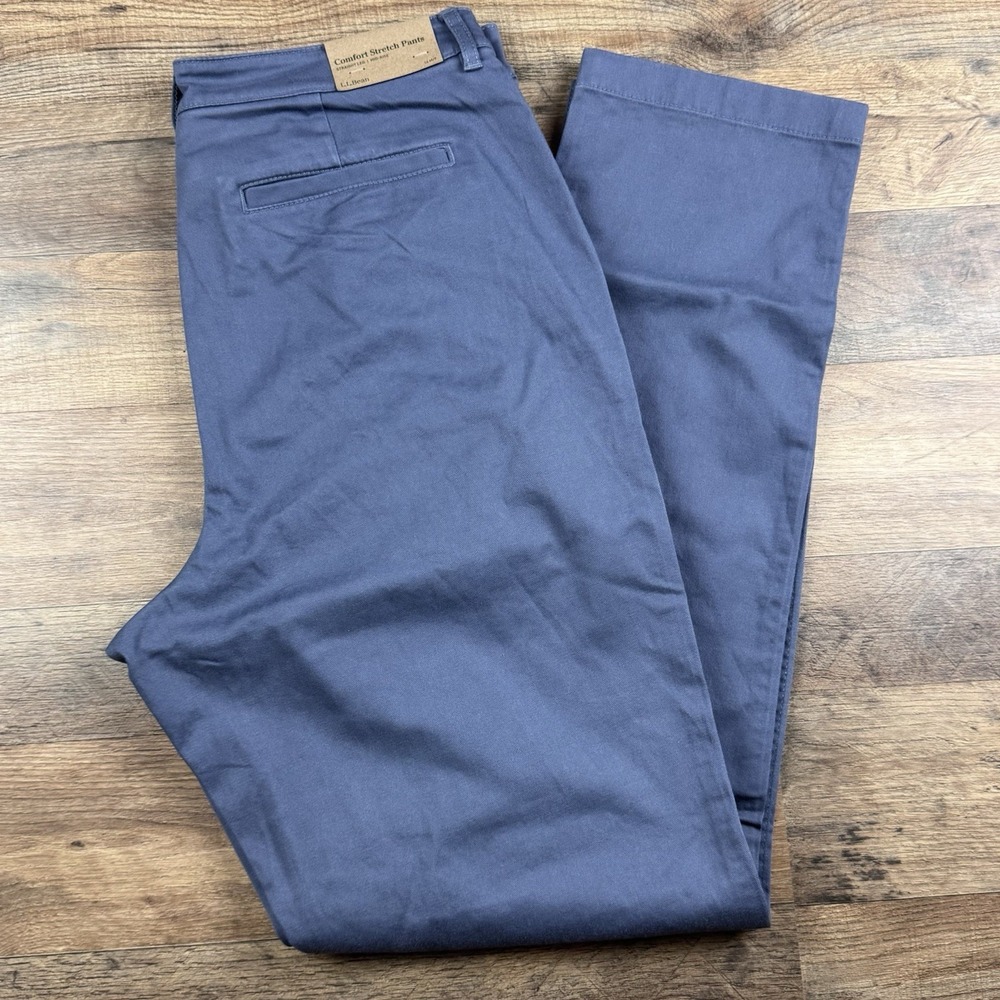 NWT L.L.Bean Classic Straight Leg Pants Size 14 Indigo Slate Comfort Stretch